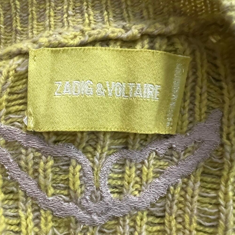 Zadig & Voltaire Fanny Lace-Up Cable Knit Sweater Size S Lime Green Yellow - Picture 10 of 12